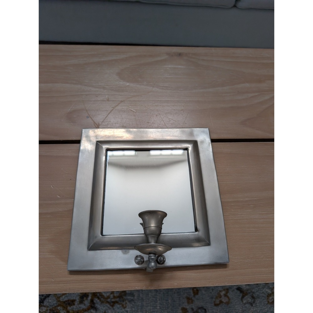 Bed Bath&B Silver‎ Sconce Wall-Mounted 8 Inch Mirror with Candle Holder